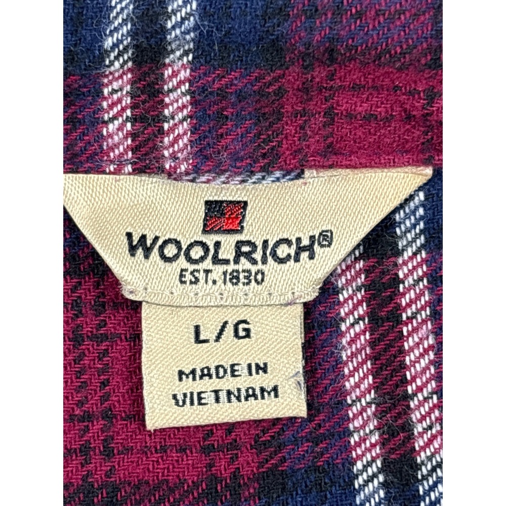 Woolrich Womens Plaid Button Down Shirt Burgundy Navy Blue Cotton L HLT0669S - Picture 3 of 7